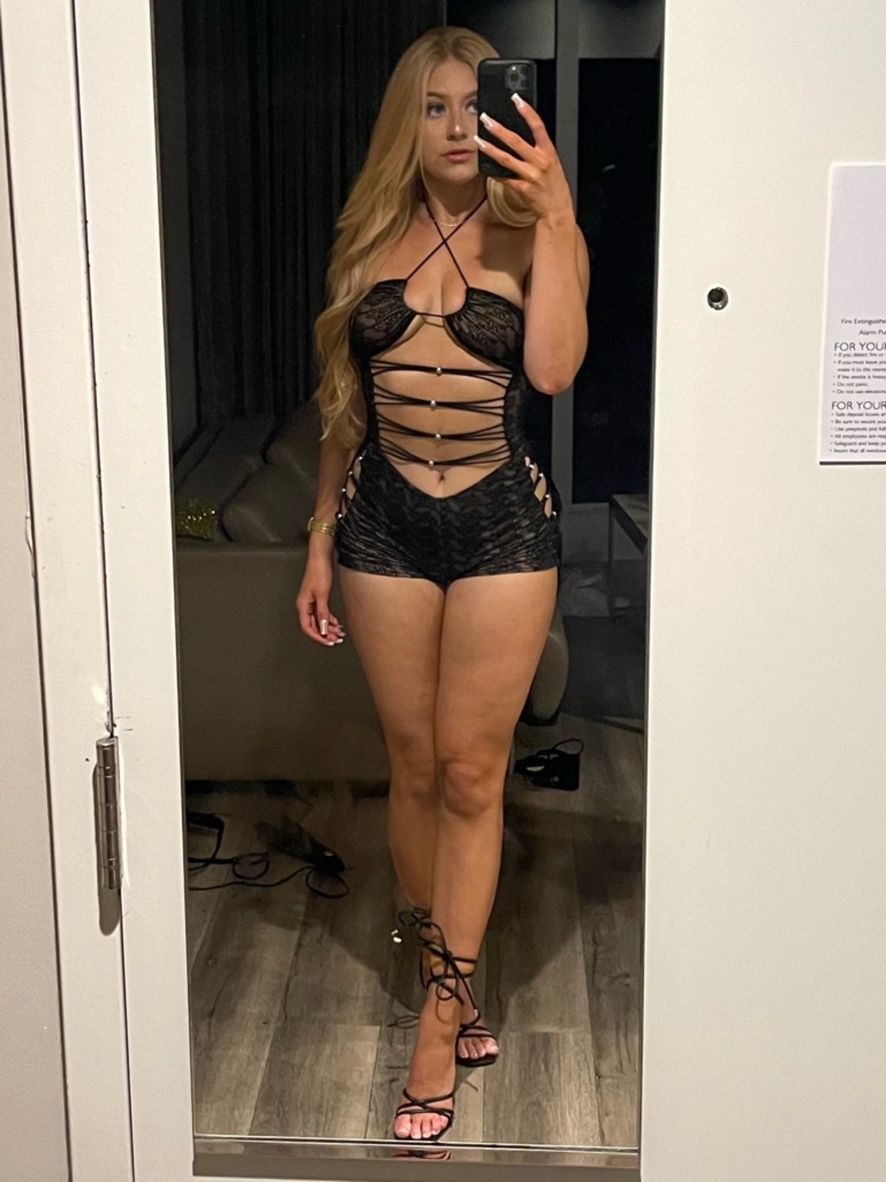 Strappy Black Lace Cutout Romper - Picture 4 of 6